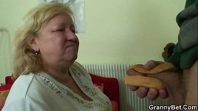 buxom granny tastes sweet shaft